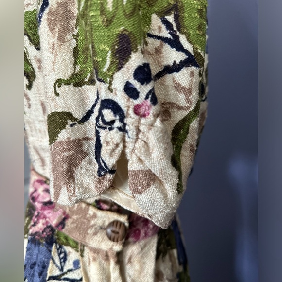 1940s- early 1950s floral peony barkcloth skirt and blouse set - Picture 12 of 15